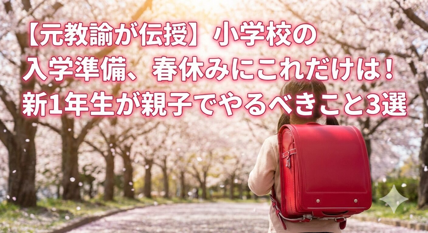 【元教諭が伝授】小学校の入学準備、春休みにこれだけは！　新1年生が親子でやるべきこと3選