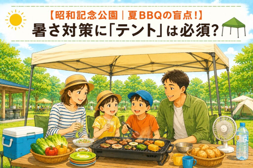 【昭和記念公園│夏BBQの盲点！】暑さ対策に「テント」は必須？