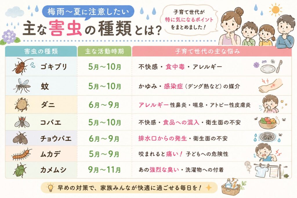 梅雨〜夏に注意したい主な害虫の種類とは?