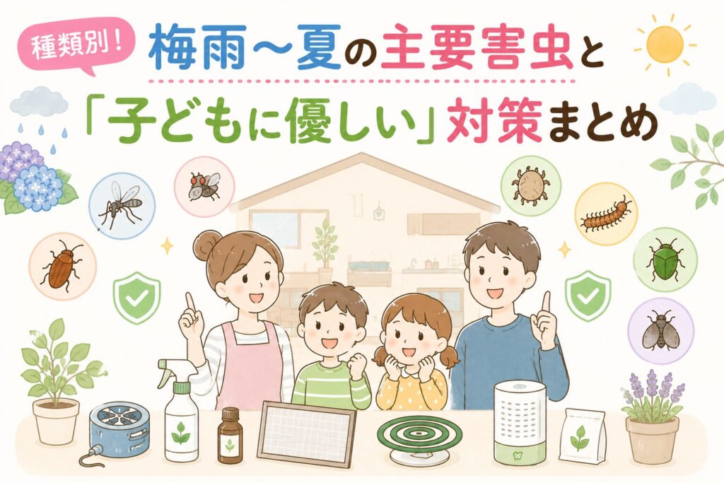 種類別!梅雨〜夏の主要害虫と「子どもに優しい」対策まとめ